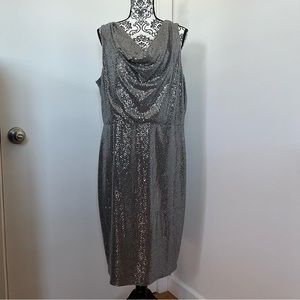 Brand new Calvin Klein Silver sleeveless evening dress with tags!